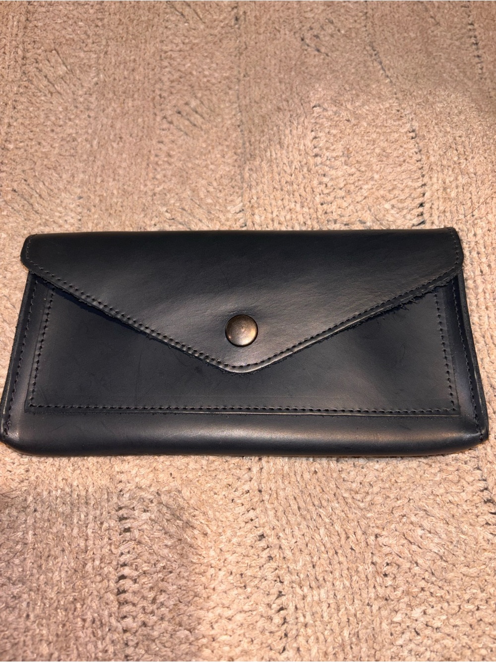 Hide & Drink Leather Envelope Clutch Wallet Black Handmade Oaxaca Mexico